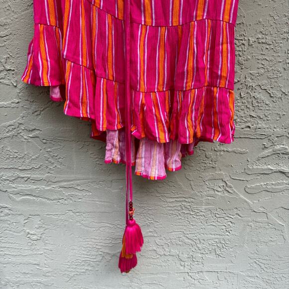 Lovers + Friends Dress Amity Mini Ruffles One Shoulder Styling Tassels M NWT - Picture 6 of 9